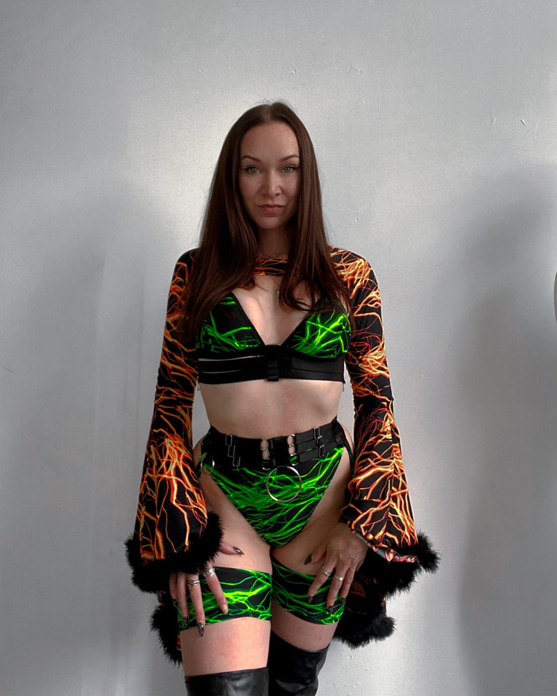 Spark Noir Shrug with Fur Trim